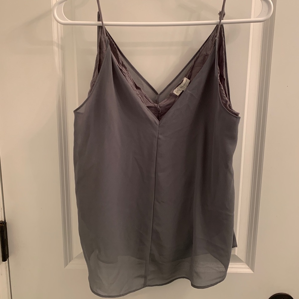 Gentle Fawn Grey Flowy Tank-Top Blouse